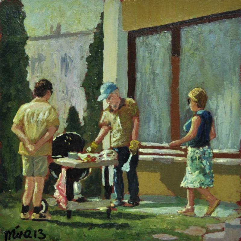 Italian BBQ, acrylic on paper 20x20cm (7.9x7.9 Inches)