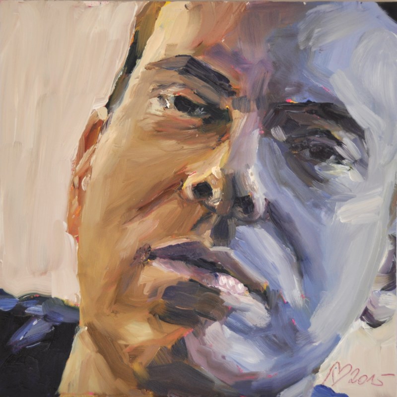 Selfie, oil on gessoboard 6×6 inch (15.24×15.24cm)