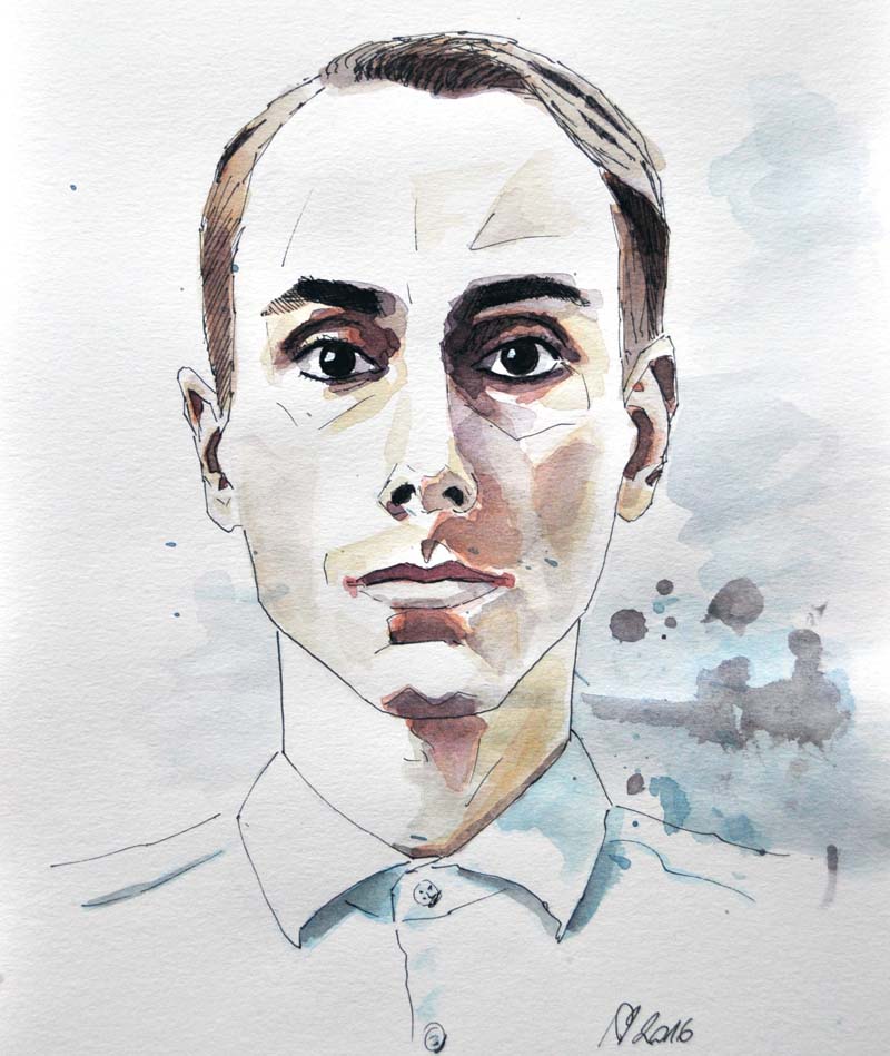 Manfredi, watercolor on paper 21×29.7cm (8.3×11.7 inch)